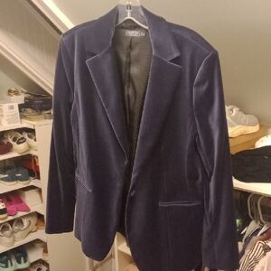 Navy Blue Velvet Blazer Vinyerd Vines Women's Size Medium